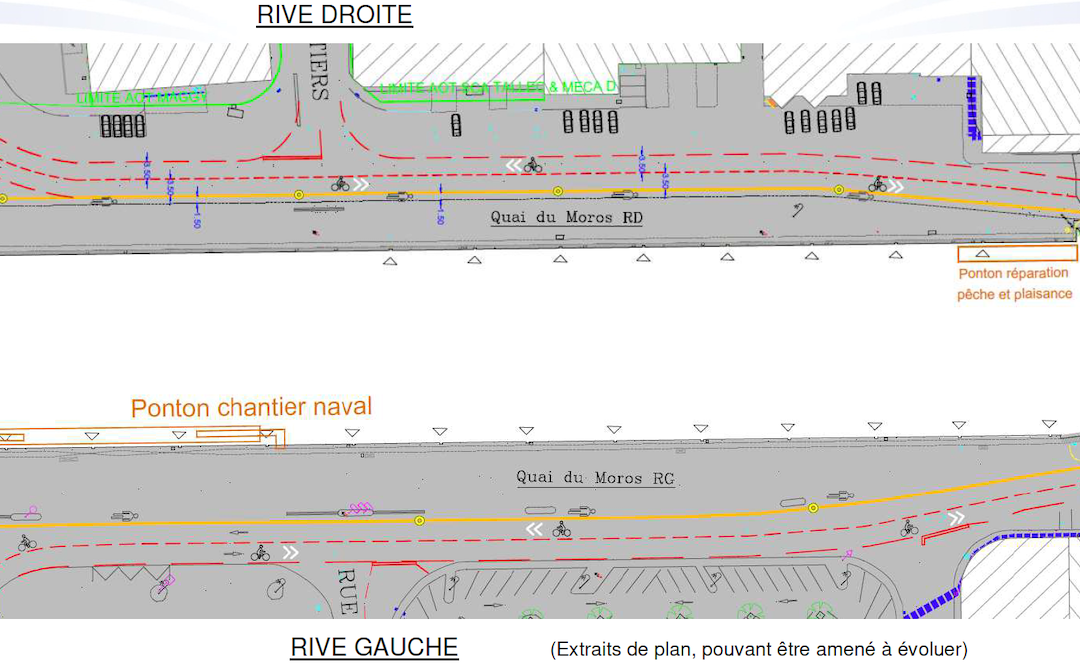 Avis aux usagers – Nouveau tracé du cheminement des piétons – Création d’une voie rive droite