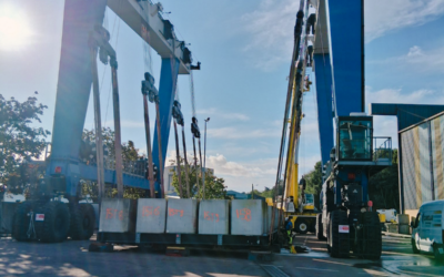 L’élévateur à sangles du Port de Concarneau, Construction et Réparation Navales, testé à 400 tonnes